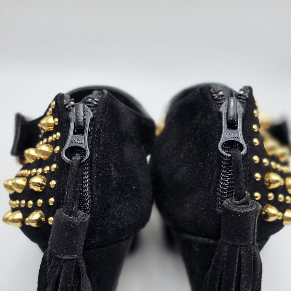Jeffrey Campbell Pony Tail Heel Black Suede With Gold Studs Women's Size 9.5 - Picture 7 of 11